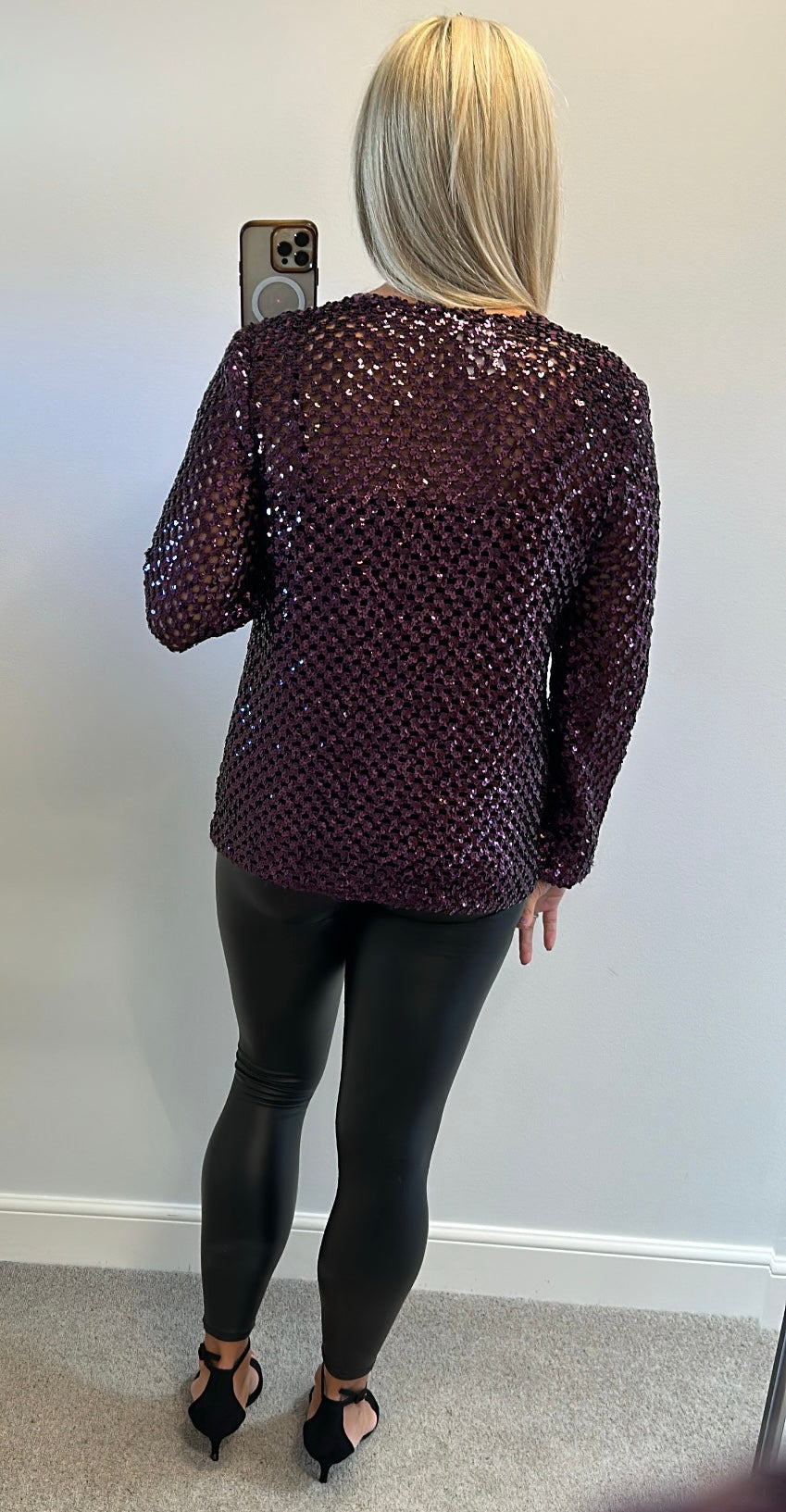 Purple sequin cardigan one size fitting upto size 14