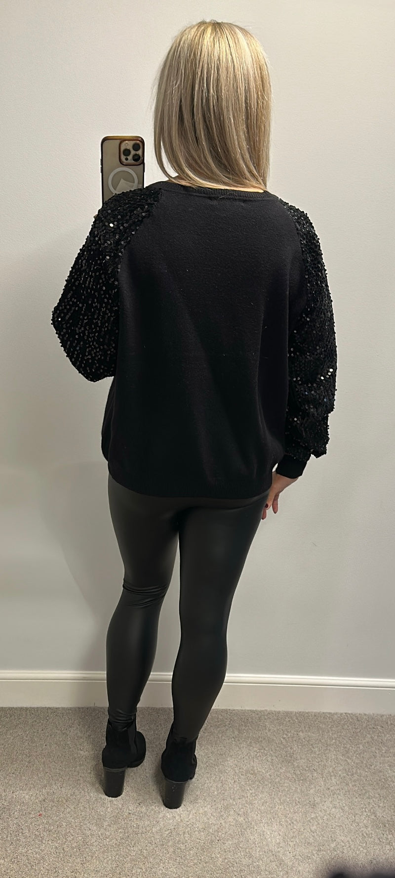 Next black sequin jumper size L fitting upto size 16