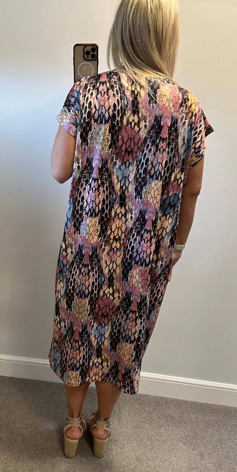 Frank usher pastel colour print embellished dress size S/M oversized would fit upto size 18