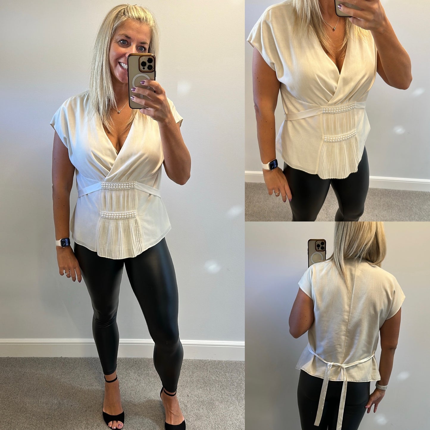 Episode cream pearl top size 16