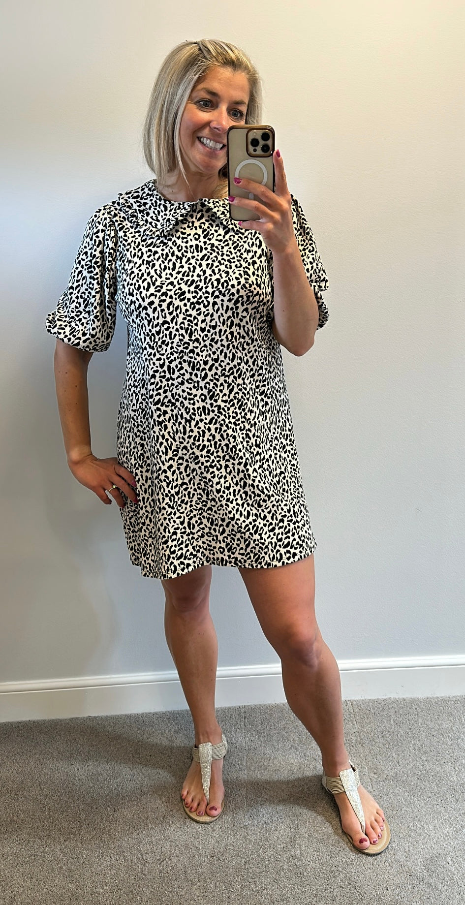George beige print dress size 12