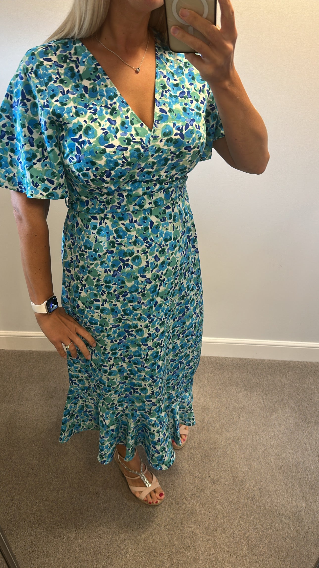 QED London blue and green floral dress size 12