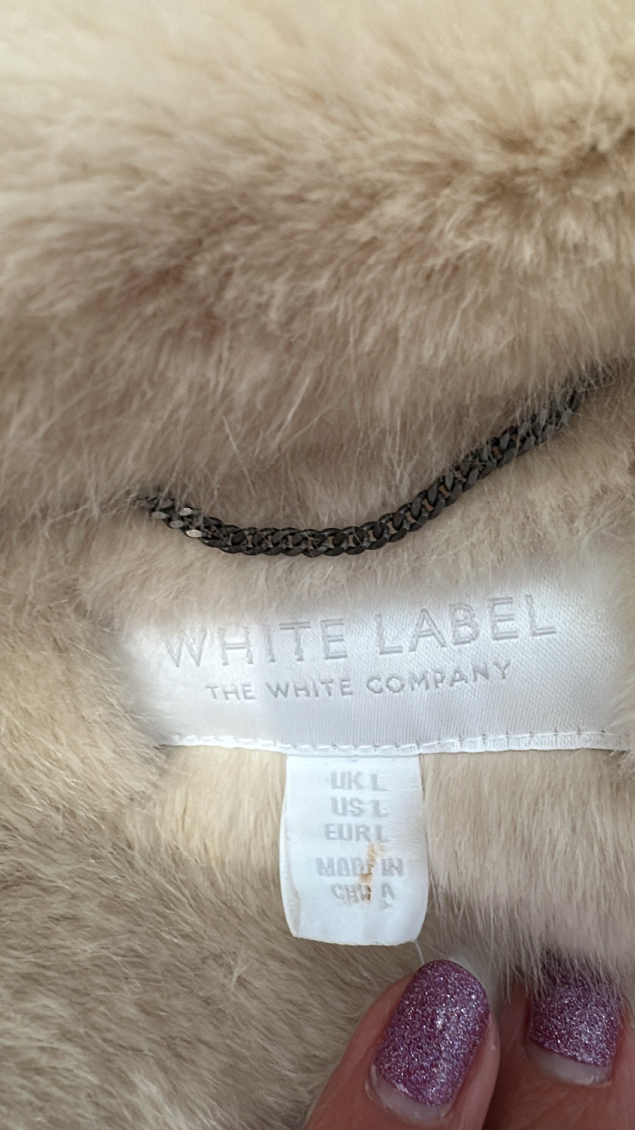 White label, white company cream faux fur jacket size 16 RRP £250