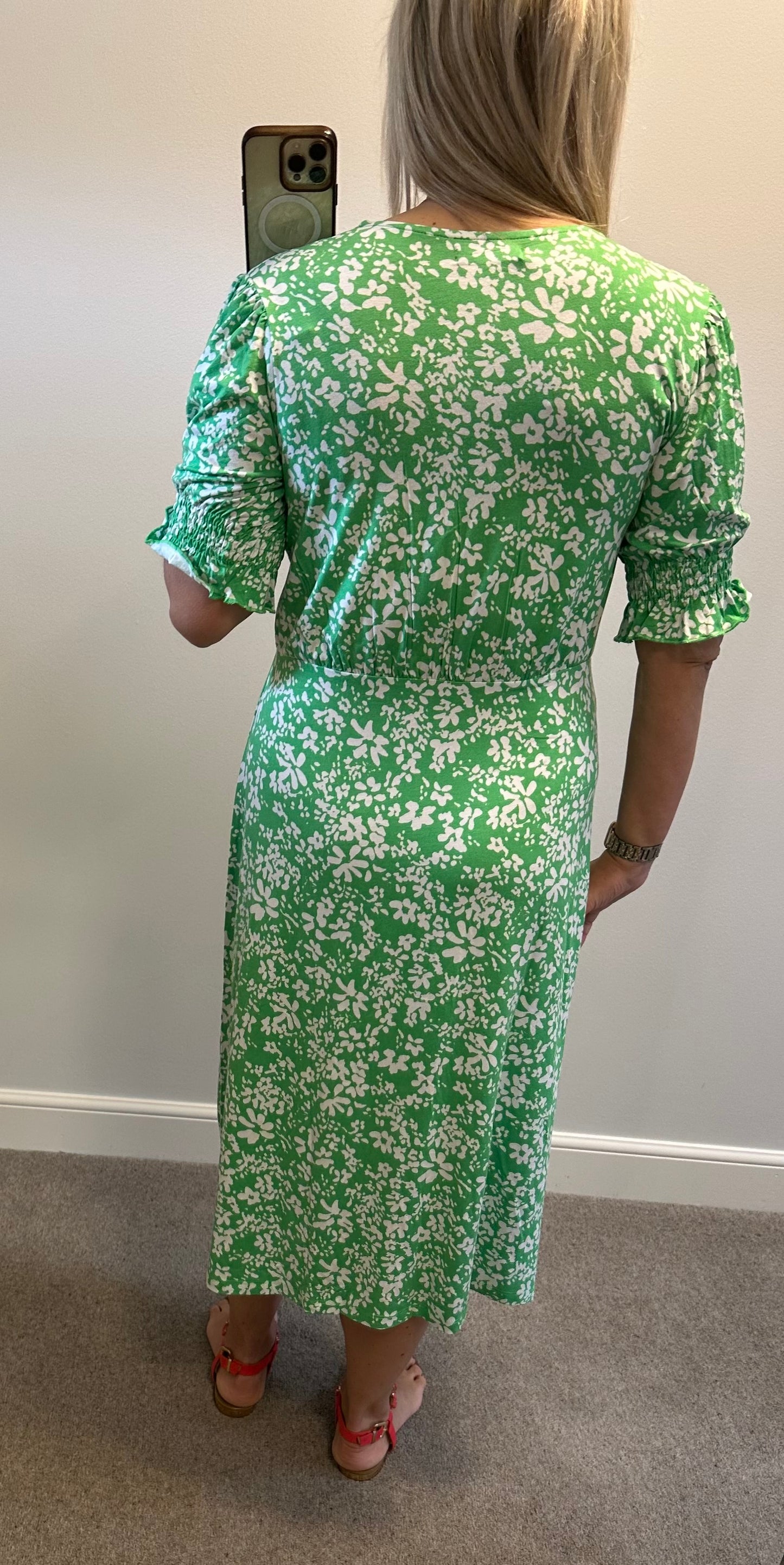 French connection green print dress size 12 brand new with tags