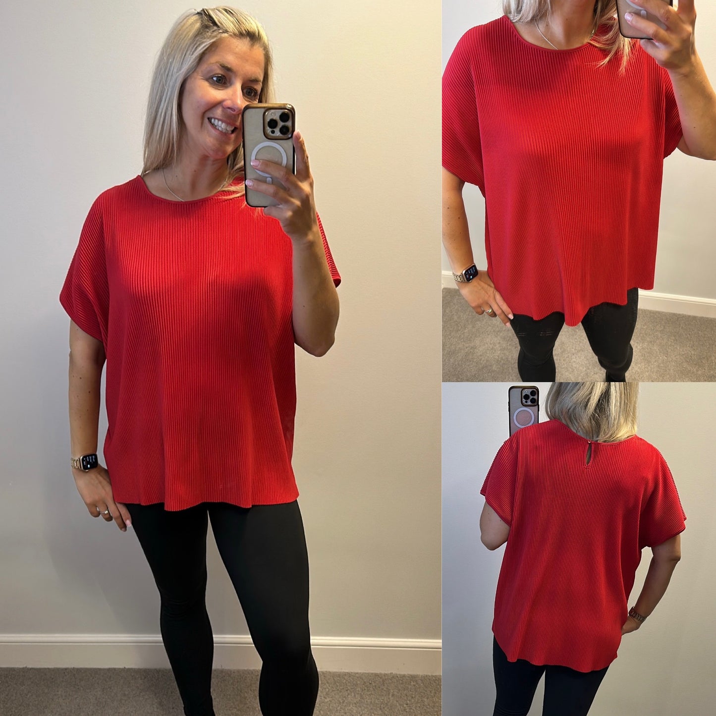 M&S red ribbed top size 16