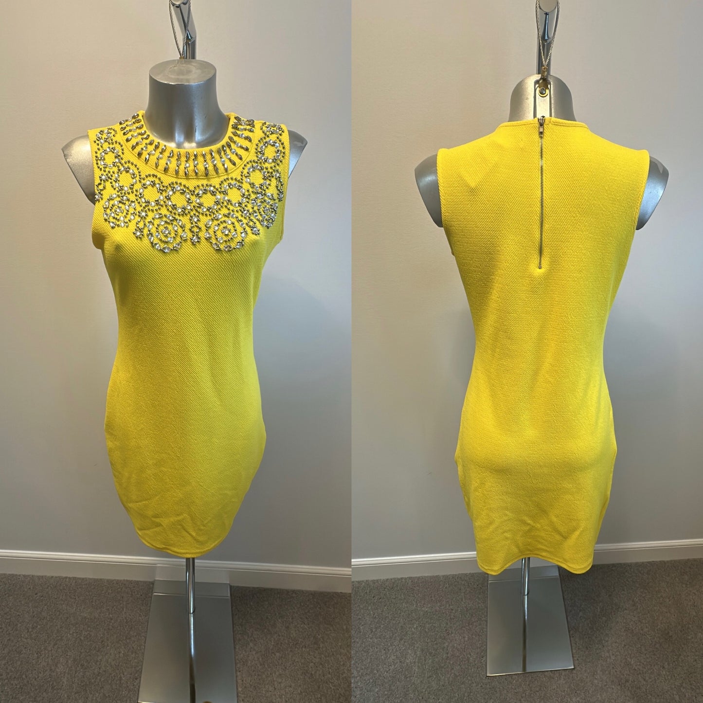 Maia hemera Paris yellow embellished dress would fit upto size 12