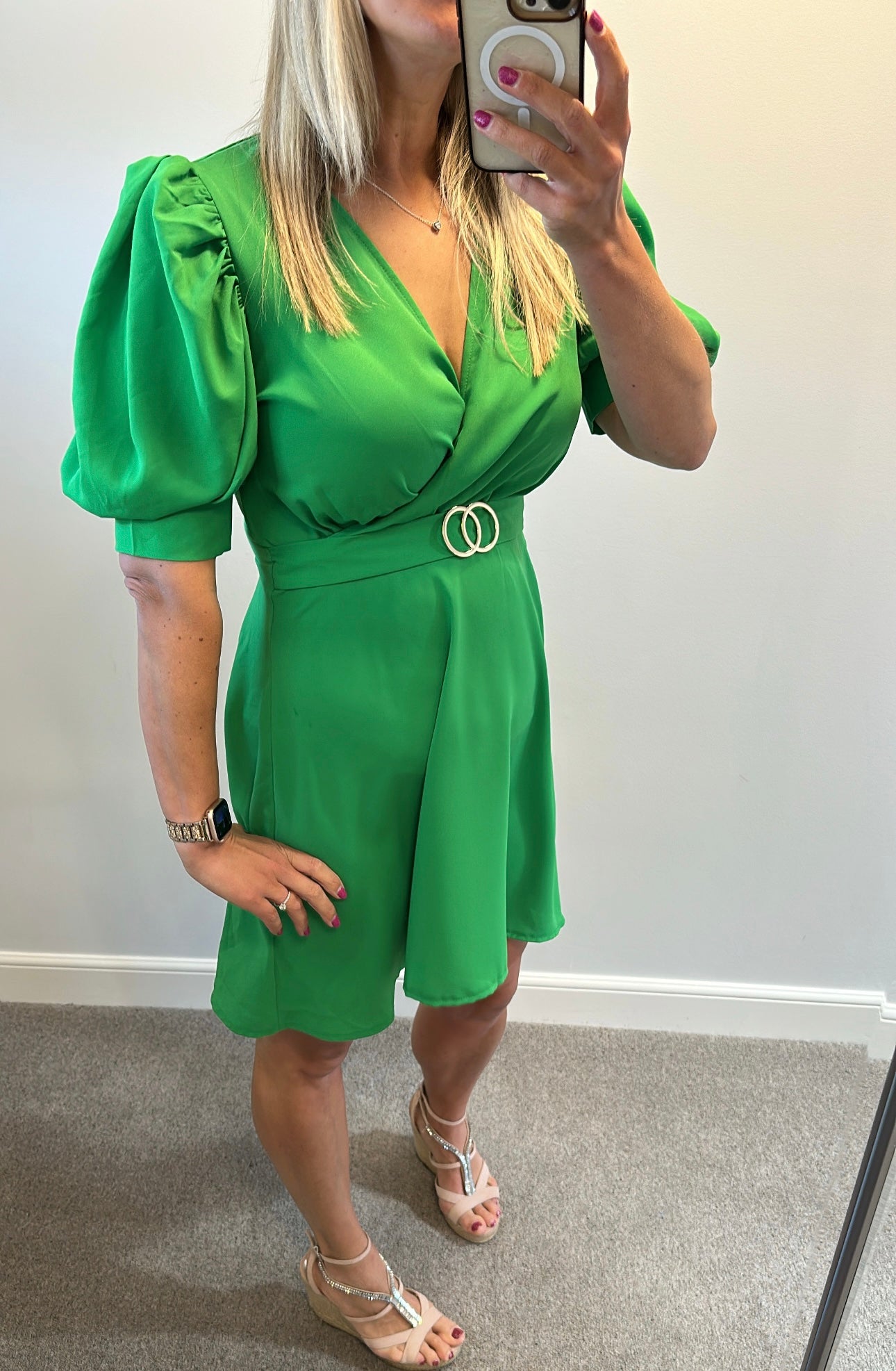 Girl in mind green belted dress size 12