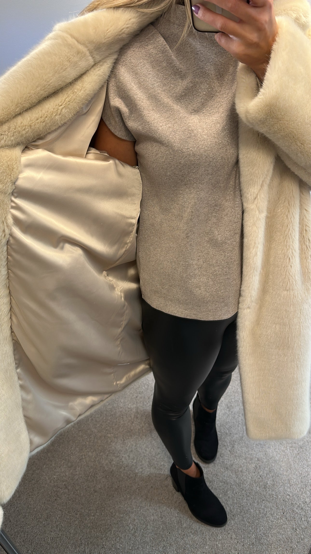 White label, white company cream faux fur jacket size 16 RRP £250
