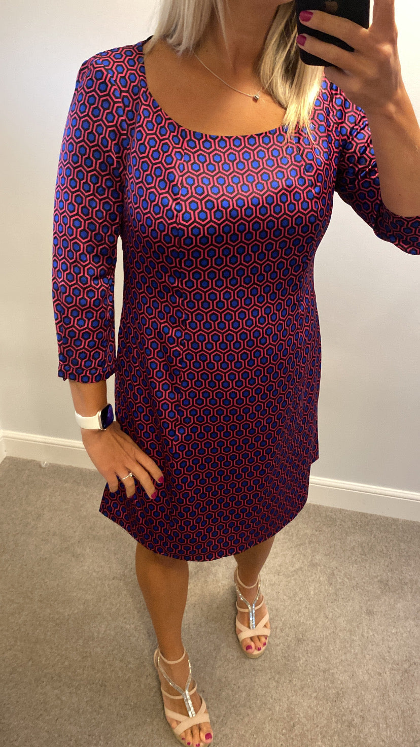 Pepperberry blue and purple print dress size 14 brand new with tags