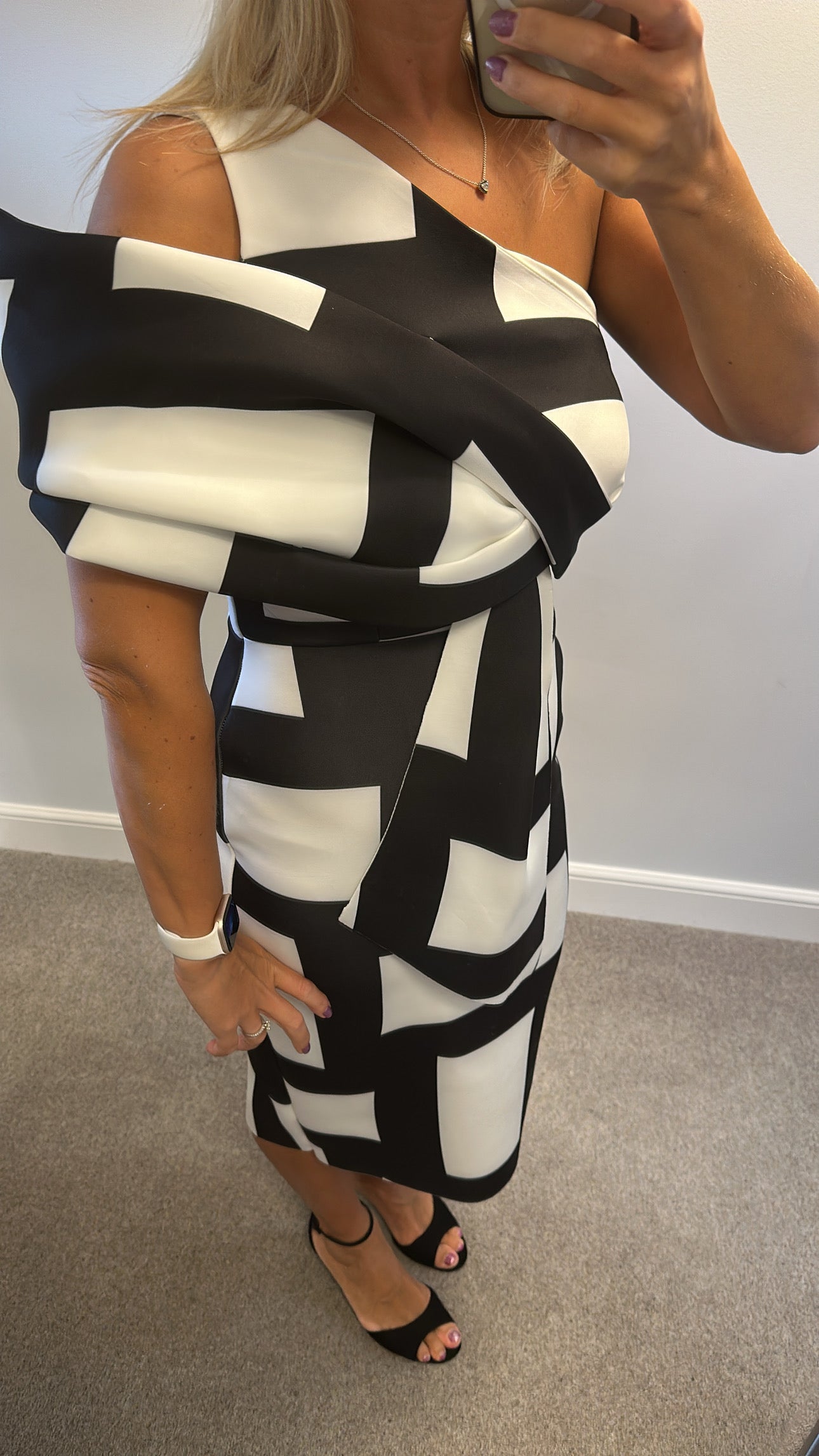 ASOS black and white print dress size 12