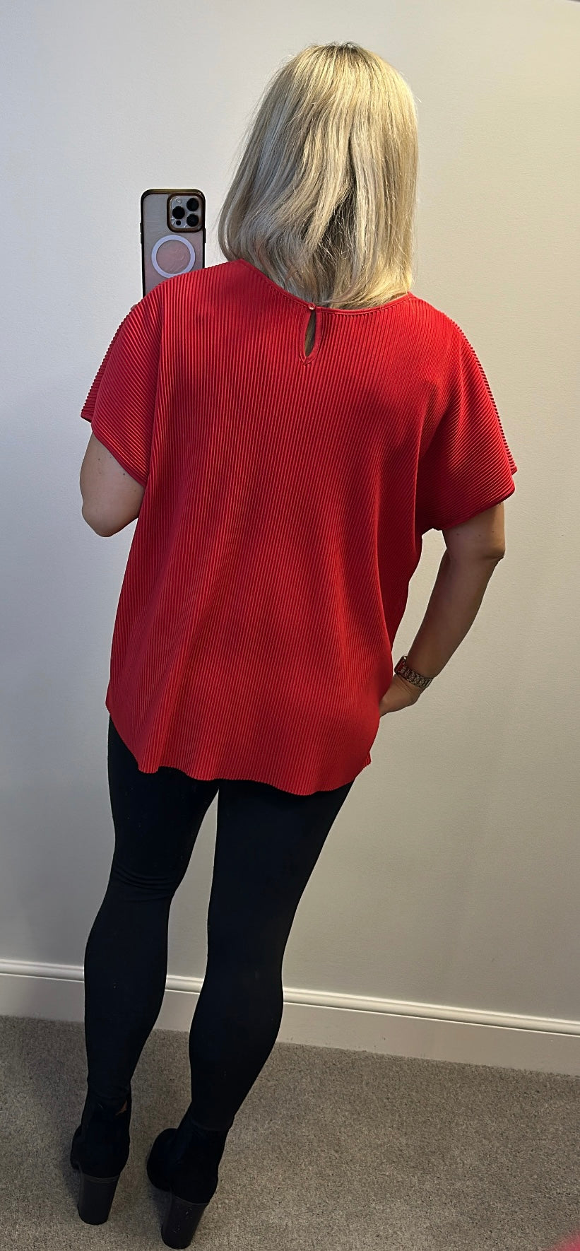 M&S red ribbed top size 16