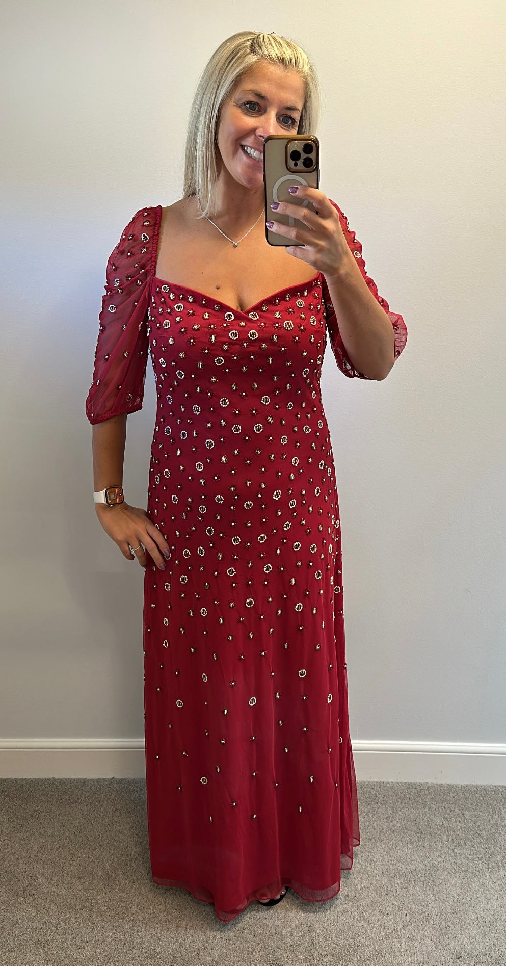 Raishma dark red embellished dress size 12