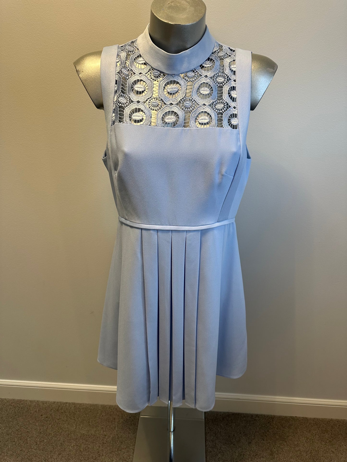 Ted Baker baby blue embroidered dress size 3 (uk 12)