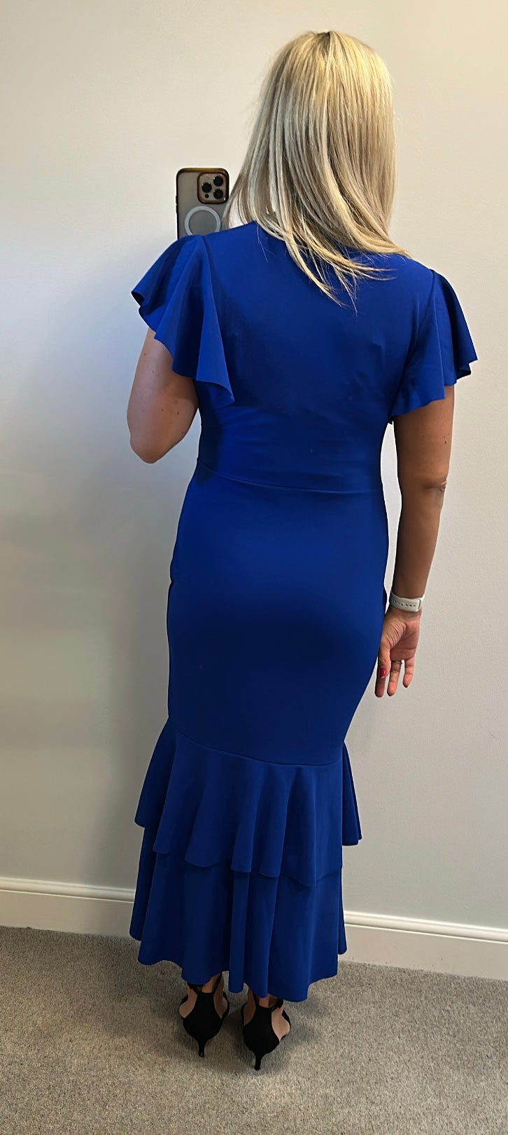 Blue long evening dress size 12-14