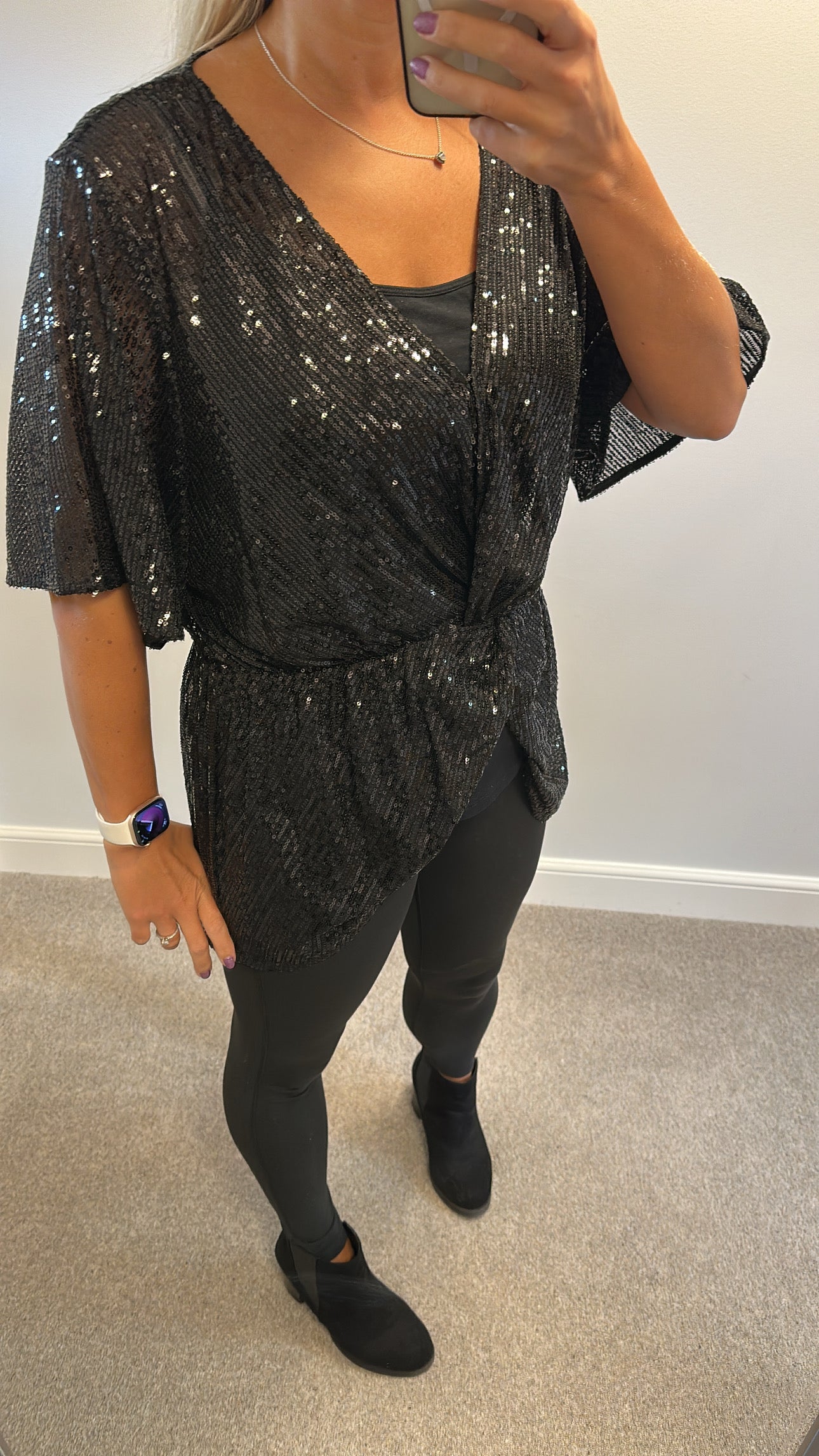 Frank usher black sequin top size S/M would fit upto size 16