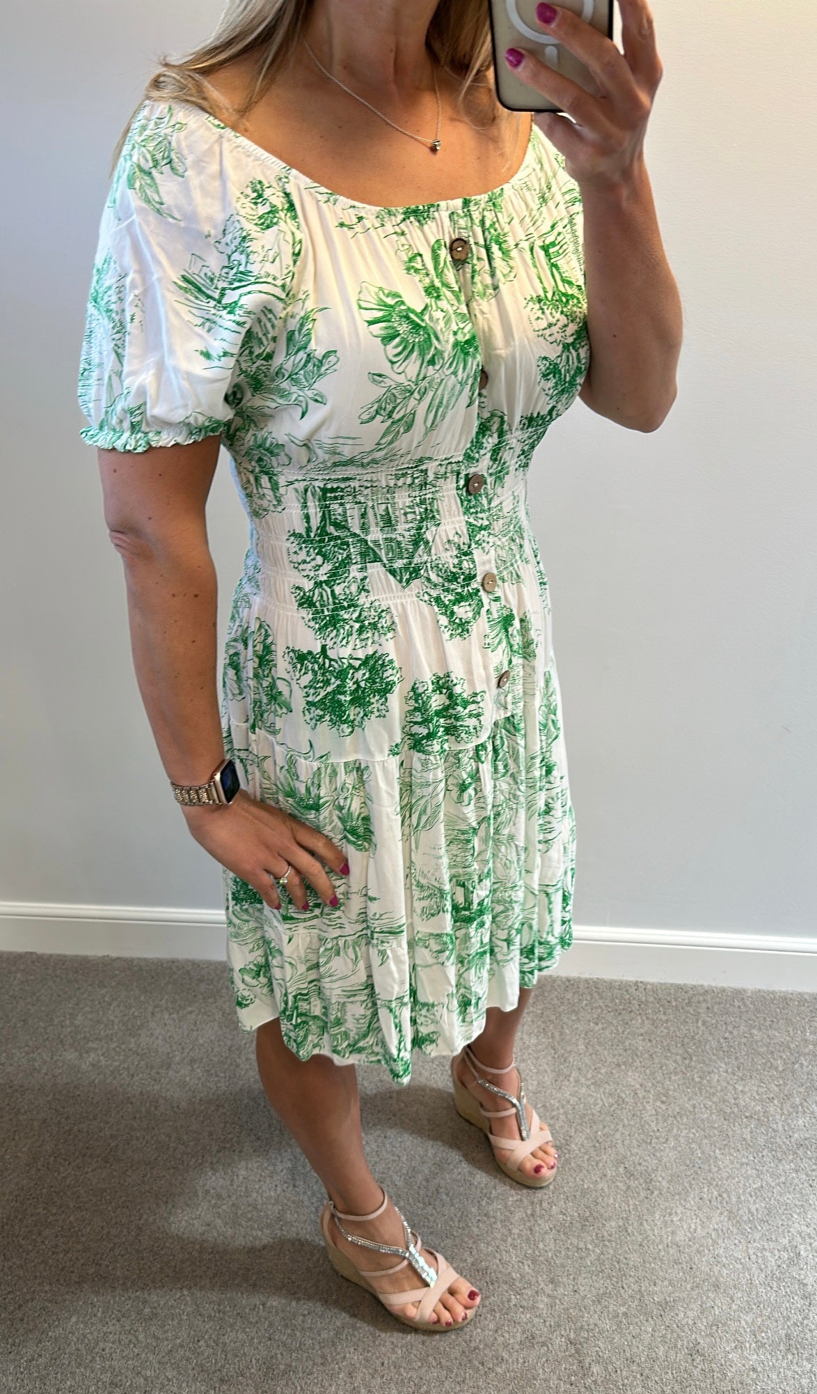 Made in Italy green print dress fit upto size 12
