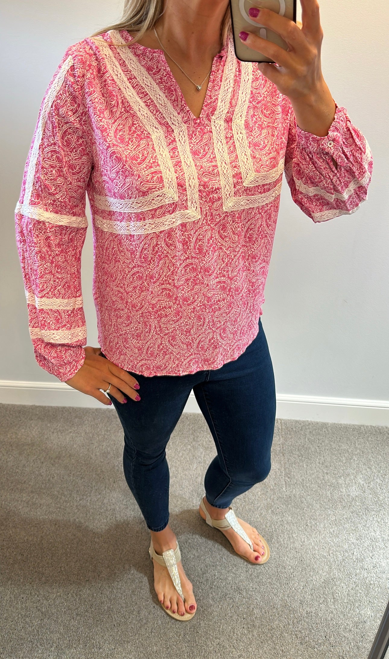 Peruna pink print top size 12