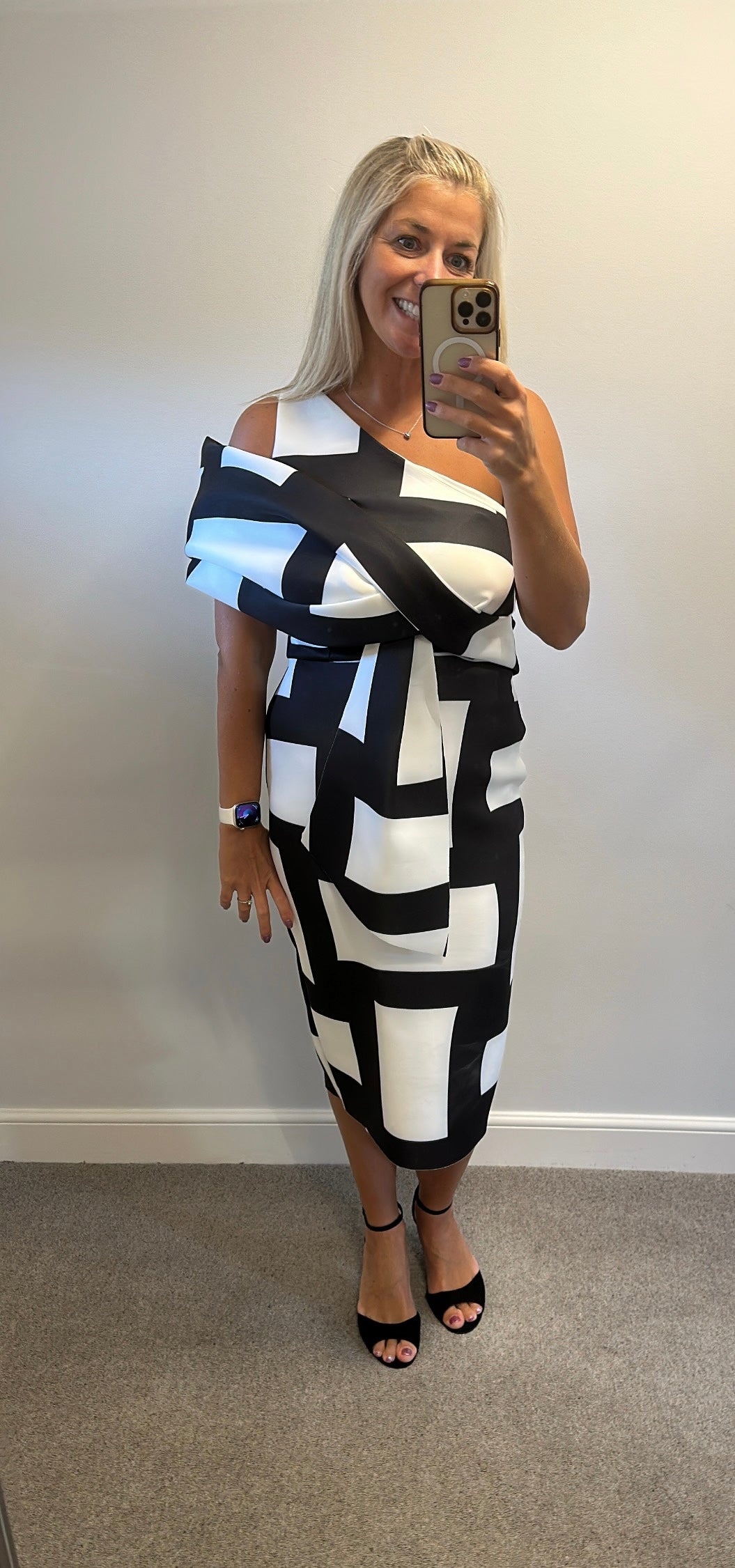 ASOS black and white print dress size 12