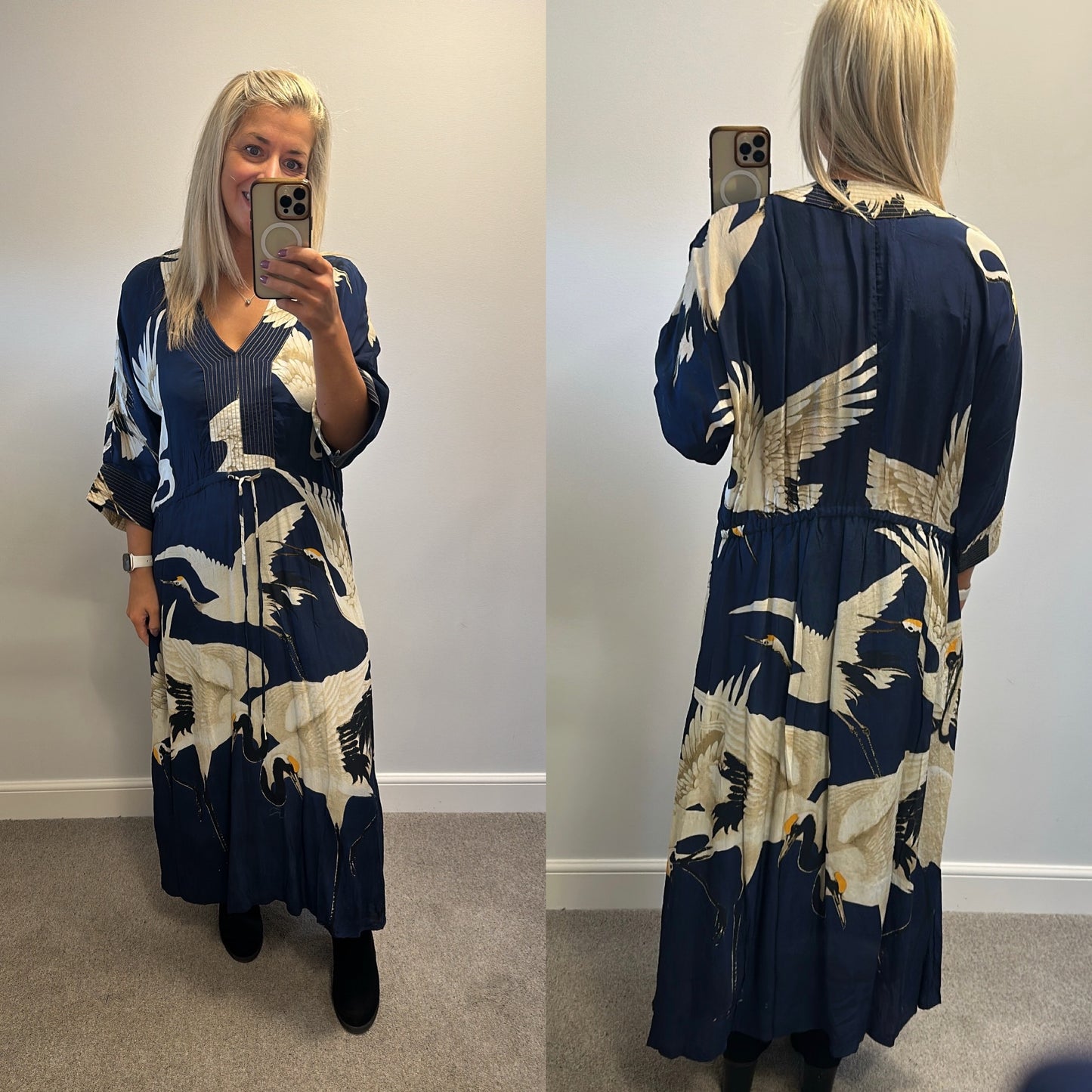 One hundred stars stork “Abbi” navy dress size M/L would fit upto size 18