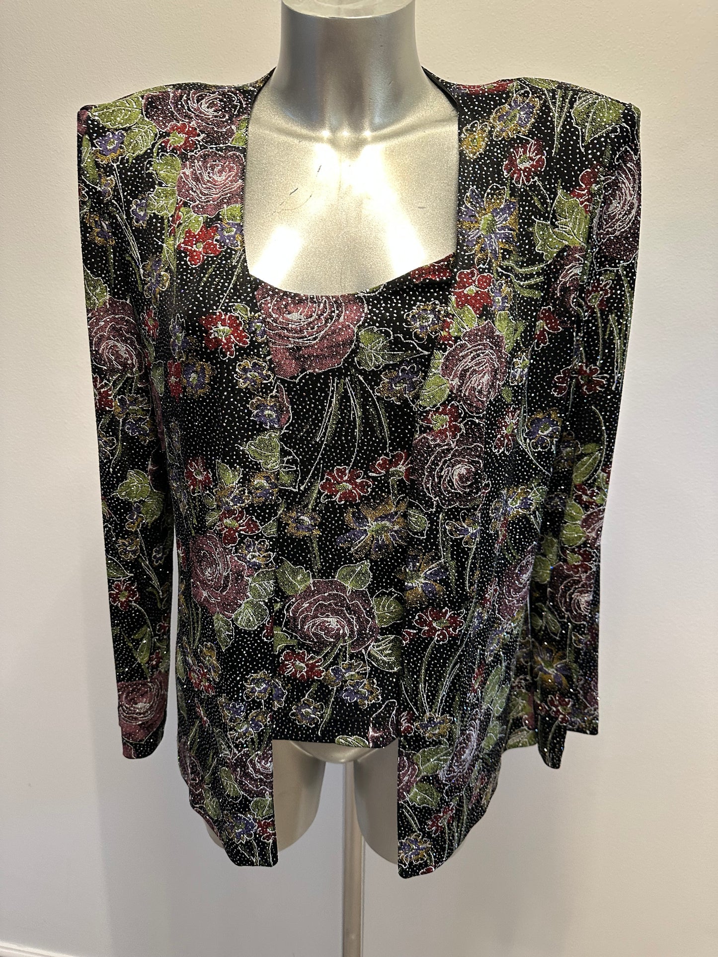 Alex Evenings black embellished top and cardigan with shoulder pads size M would fit upto size 12 sold as set