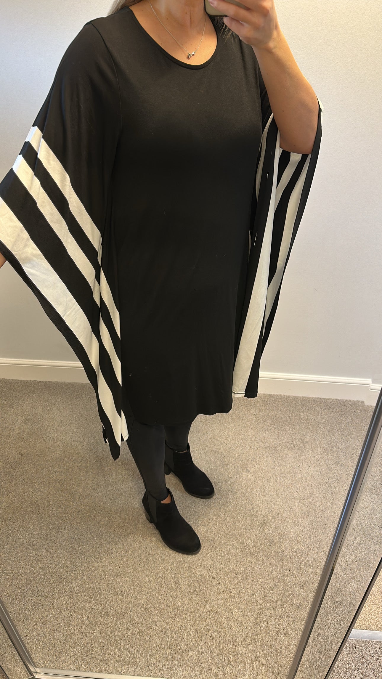 BPC black and white dress size M would fit upto size 16