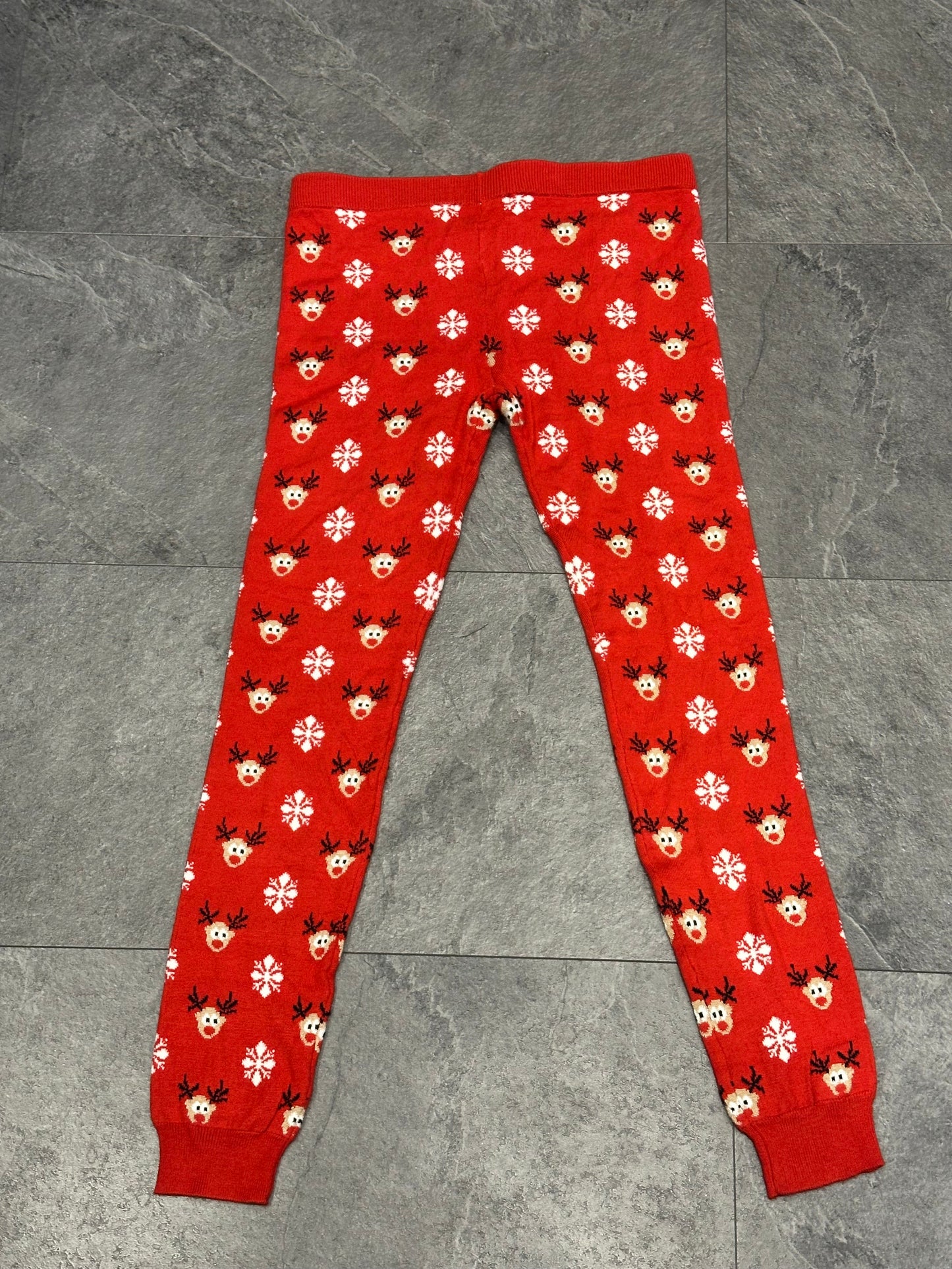 Atmosphere red reindeer knit Christmas leggings size 12