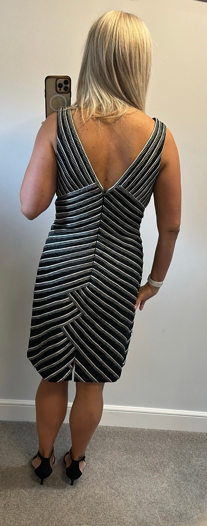 Sonia Pena Black and white stripe dress and jacket size 12 with shawl