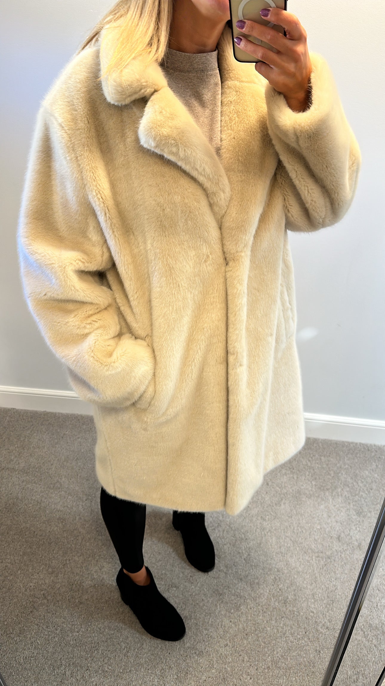 White label, white company cream faux fur jacket size 16 RRP £250