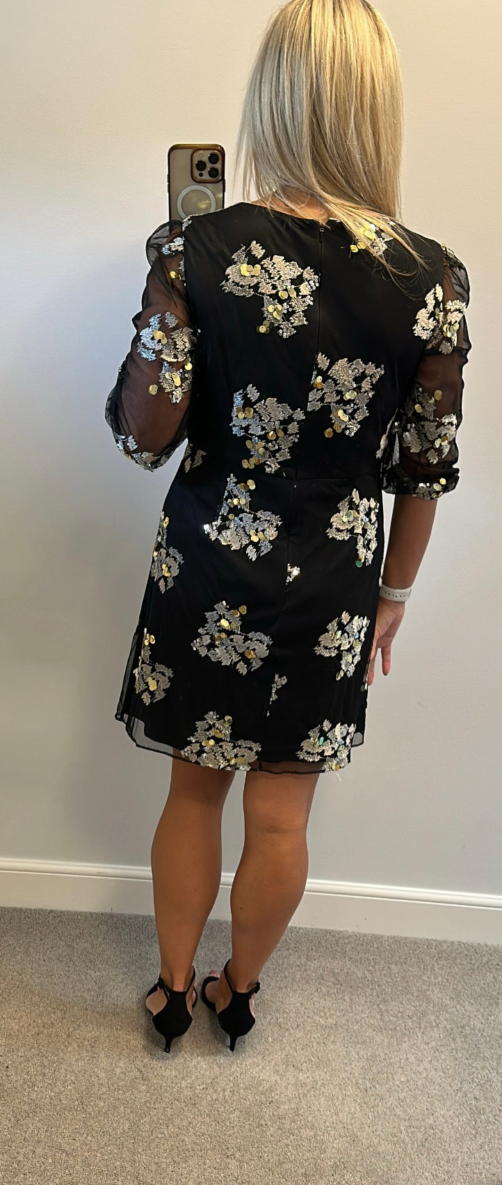Monsoon black embellished dress size 12