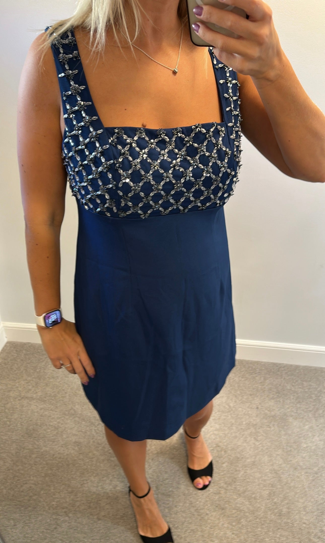 French connection navy embellished dress size 14