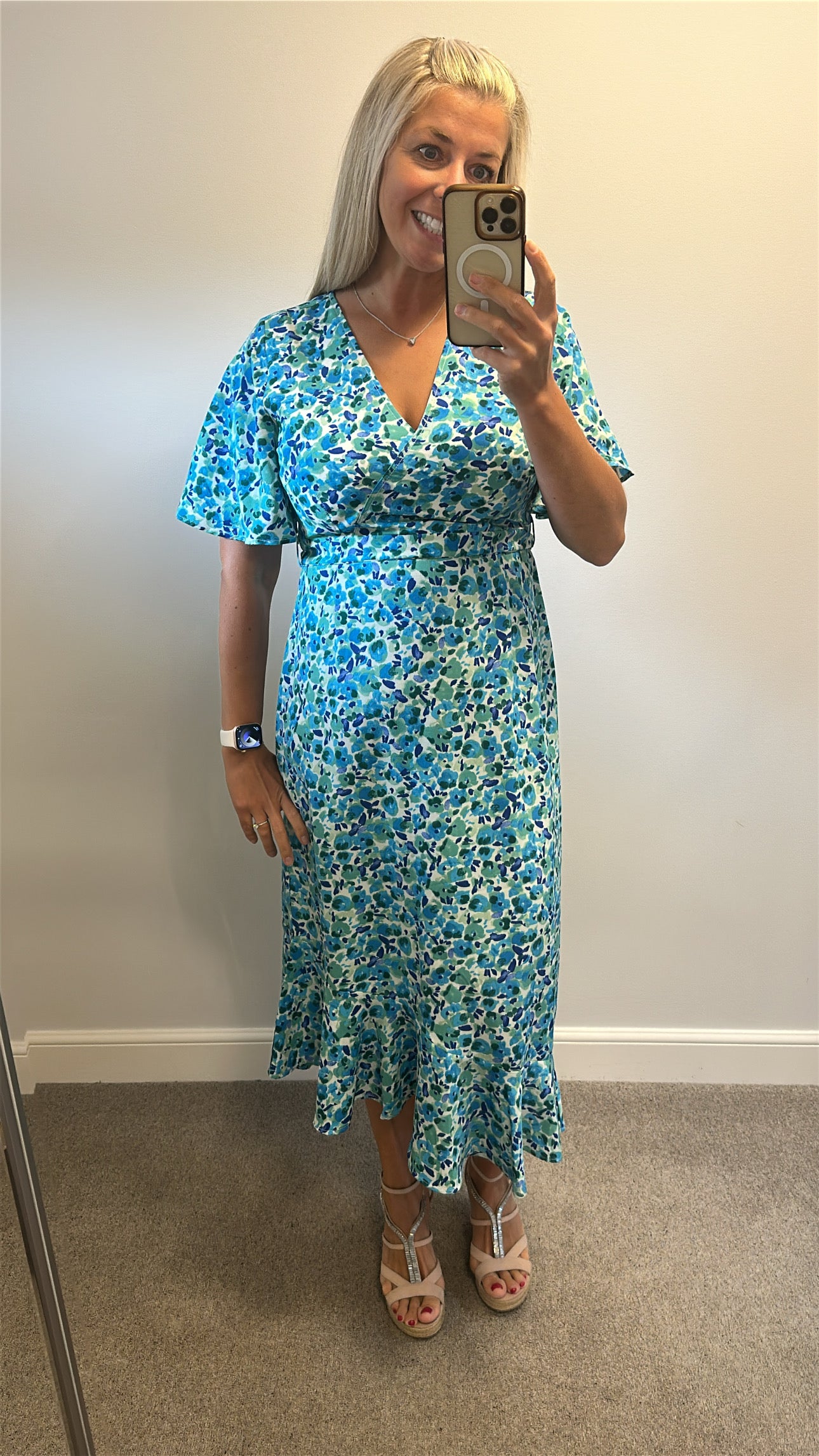 QED London blue and green floral dress size 12