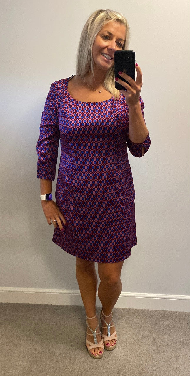 Pepperberry blue and purple print dress size 14 brand new with tags
