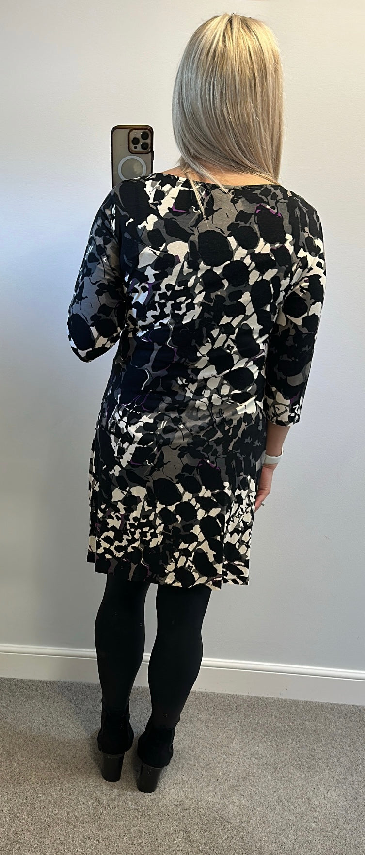 Wallis black print dress size 16