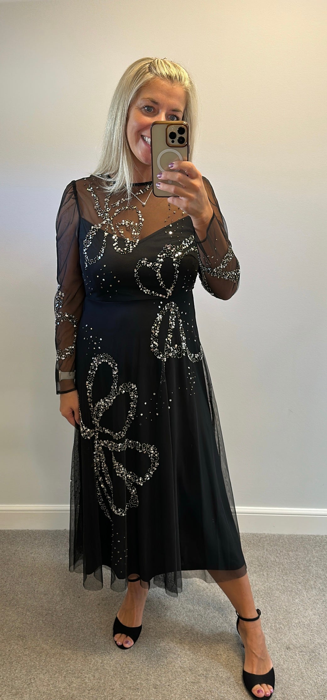 Monsoon black embellished dress size 12