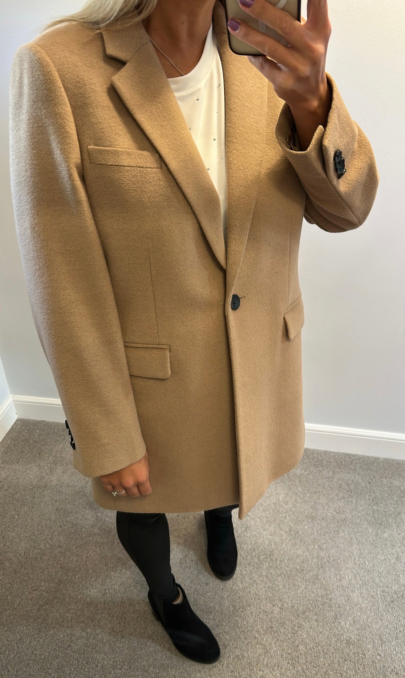 Hobbs tan wool coat size 16