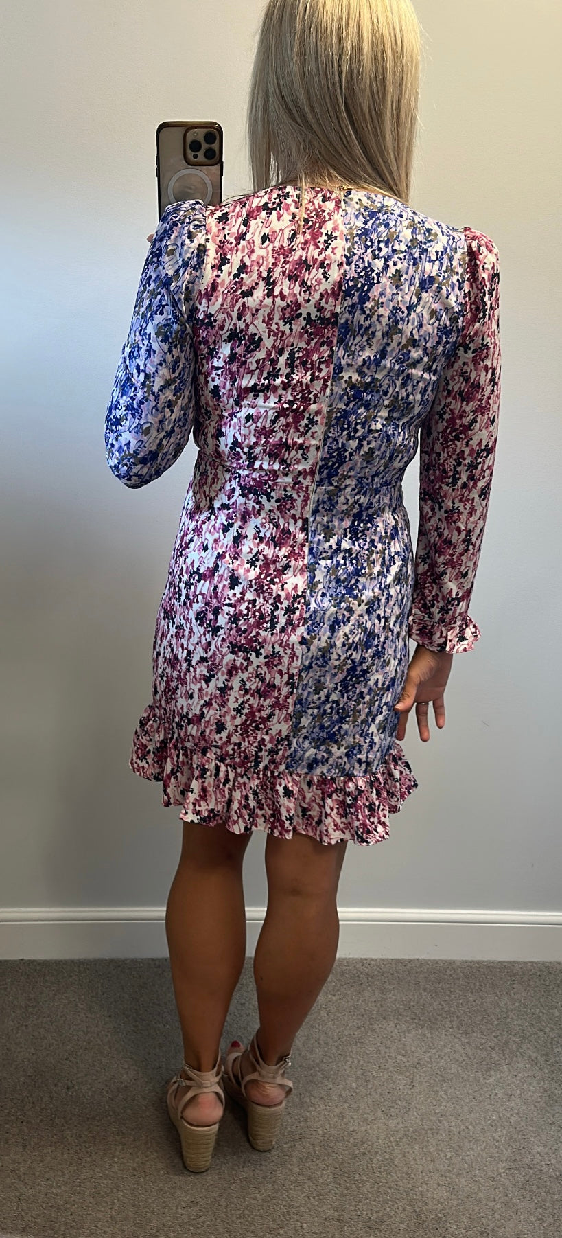French connection blue and purple floral print dress size 12