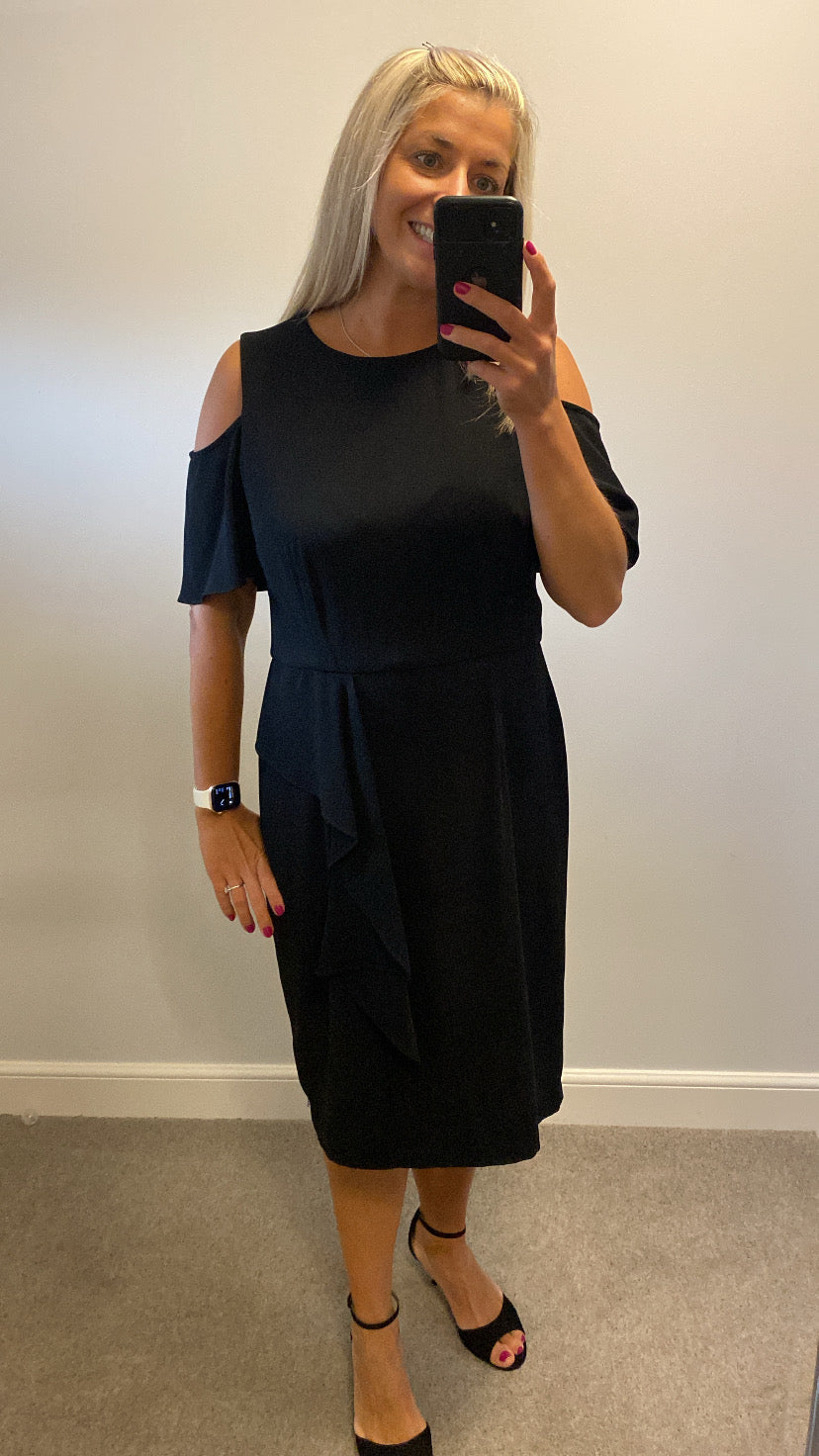 Coast black ruffle dress size 18