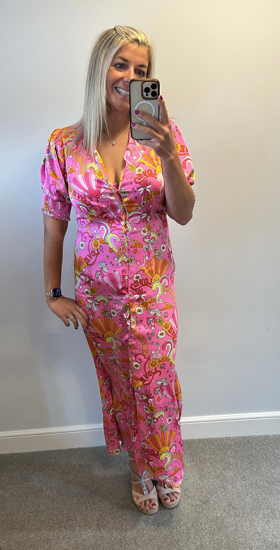 Never fully dressed pink print dress size 12