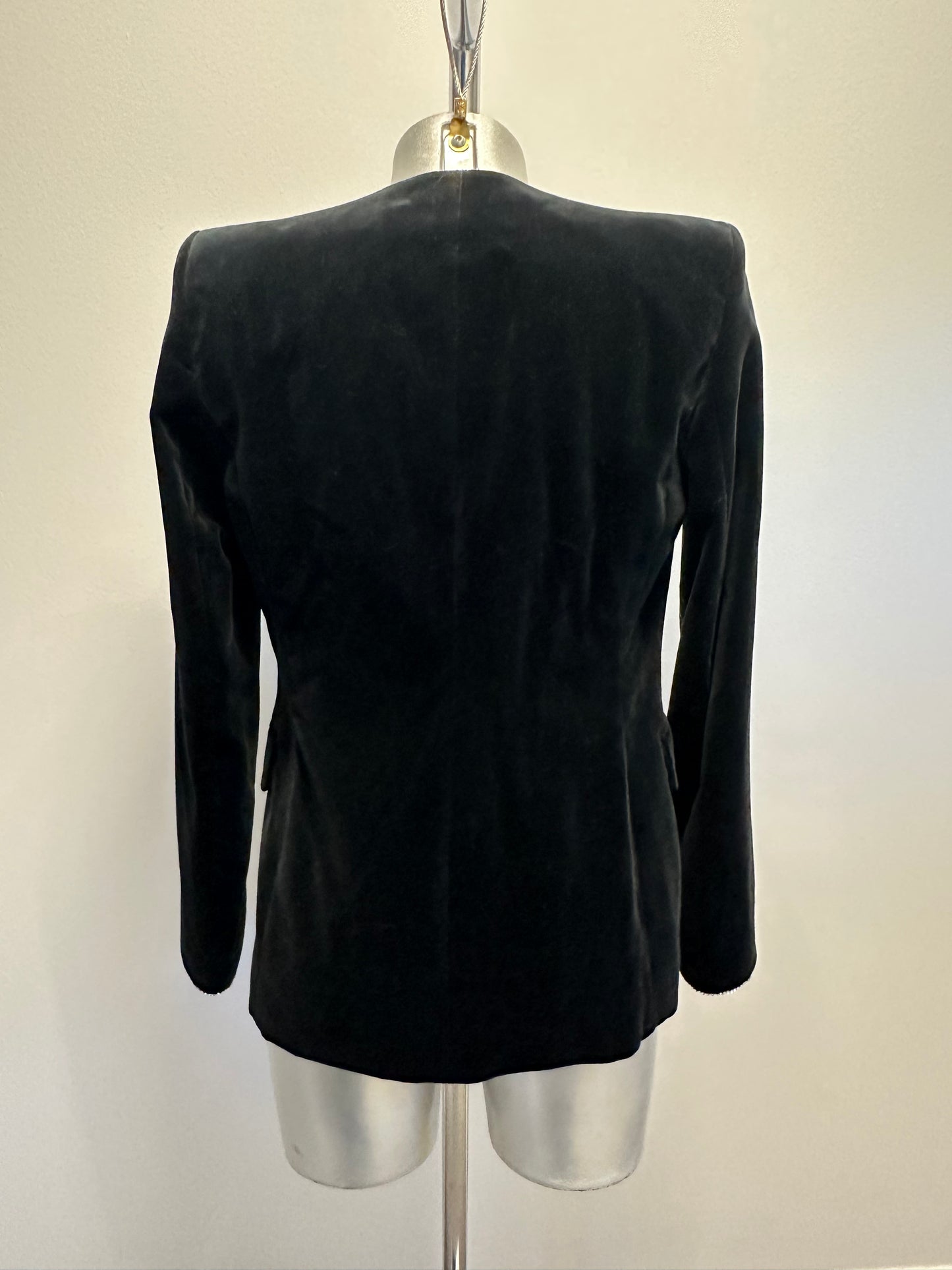 Zara black velvet embellished jacket with shoulder pads size S would fit upto size 10