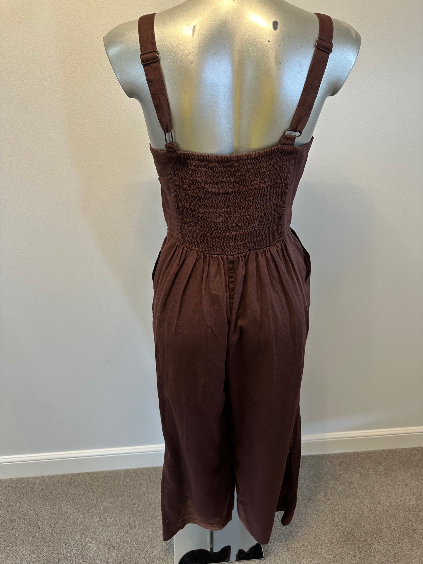 Fat face brown jumpsuit with pockets size 10