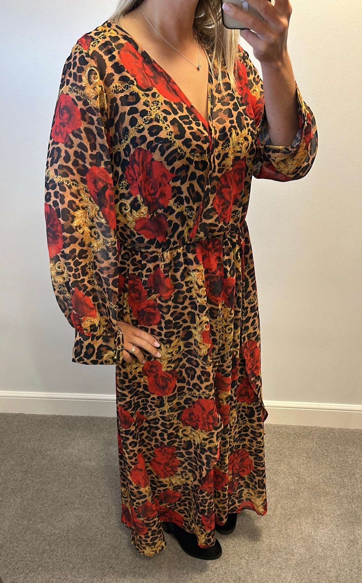 Joanna Hope animal print red rose dress size 18 brand-new with tags
