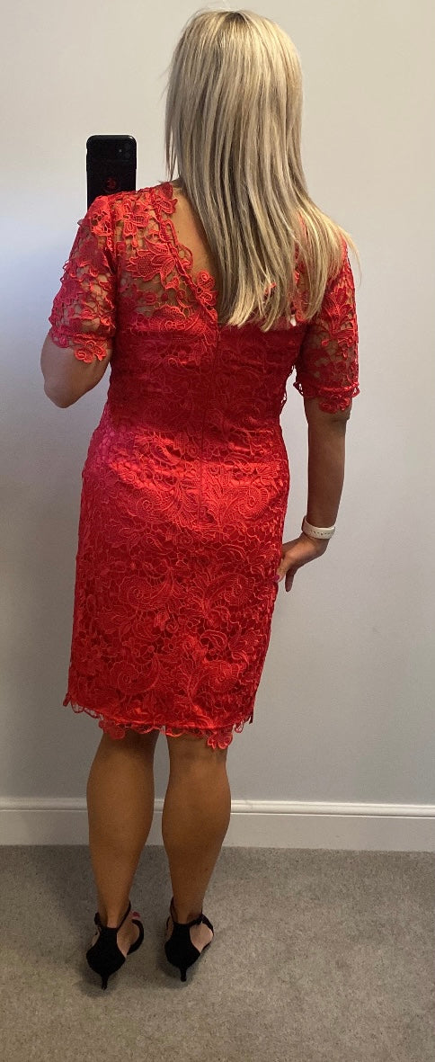 Kaleidoscope deep pink lace dress brand new with tags size 14