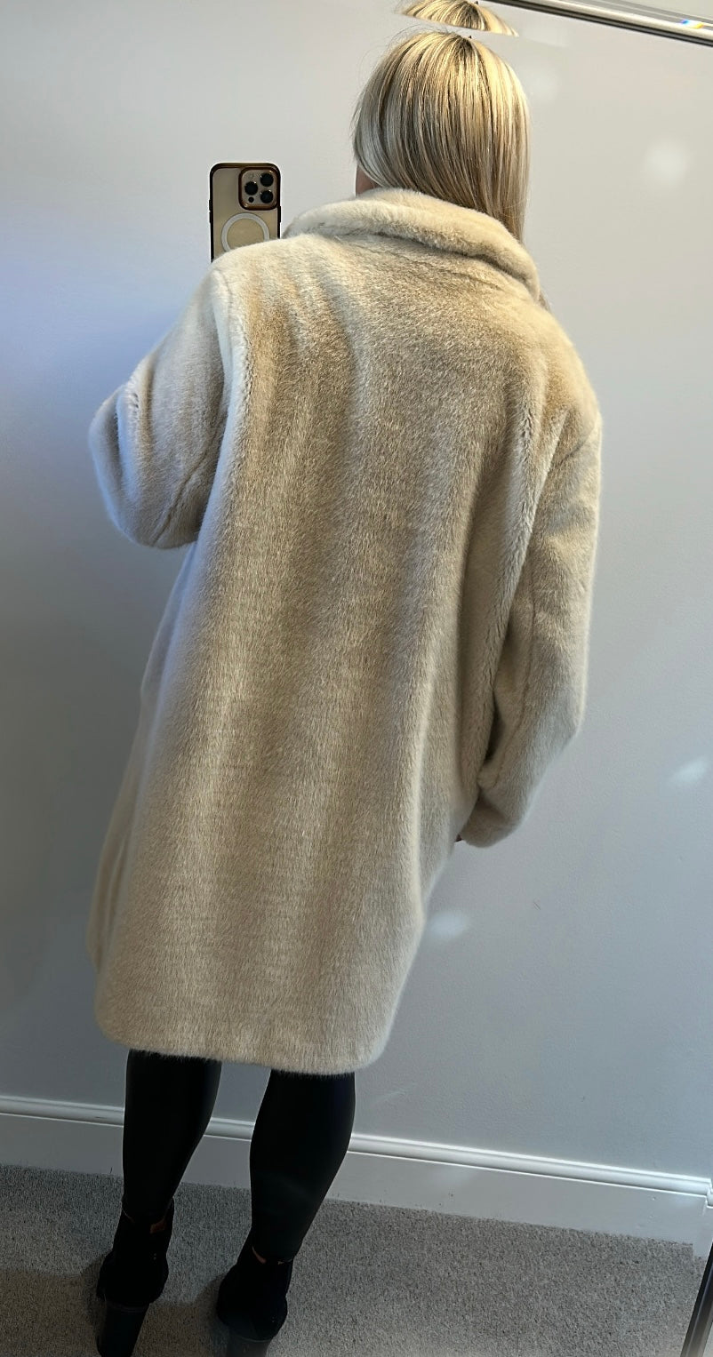 White label, white company cream faux fur jacket size 16 RRP £250