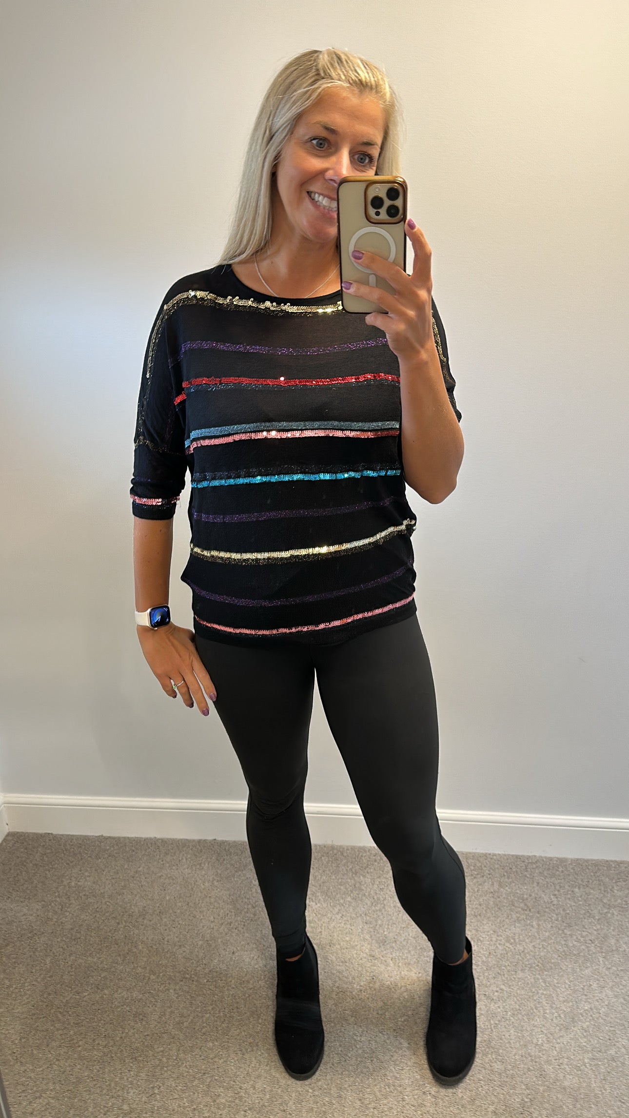 Phase eight Black sequin knit top size S would fit upto size 12