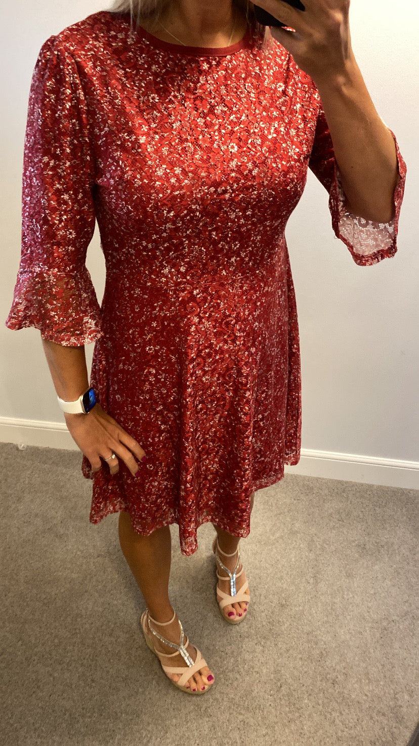 Izabel London red lace dress size 14 brand new with tags