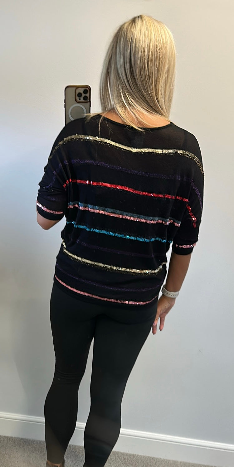 Phase eight Black sequin knit top size S would fit upto size 12
