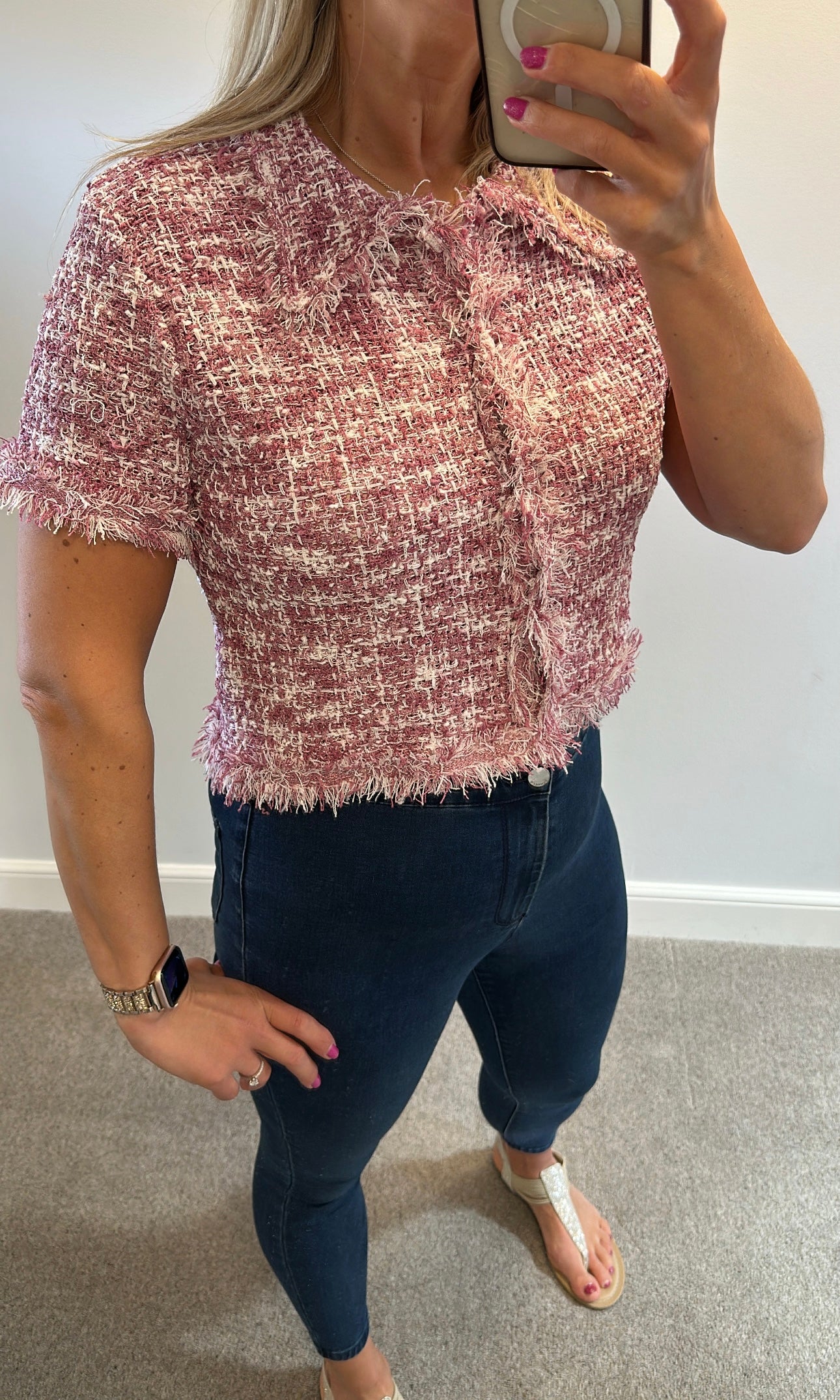 Zara pink shimmer cardigan size L would fit up to size 12