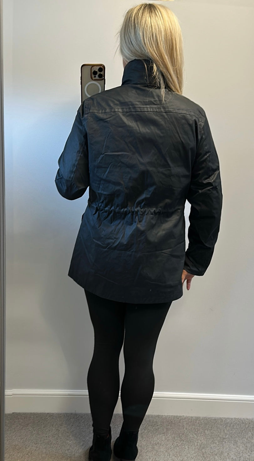 White stuff navy jacket with pack away hood size 12