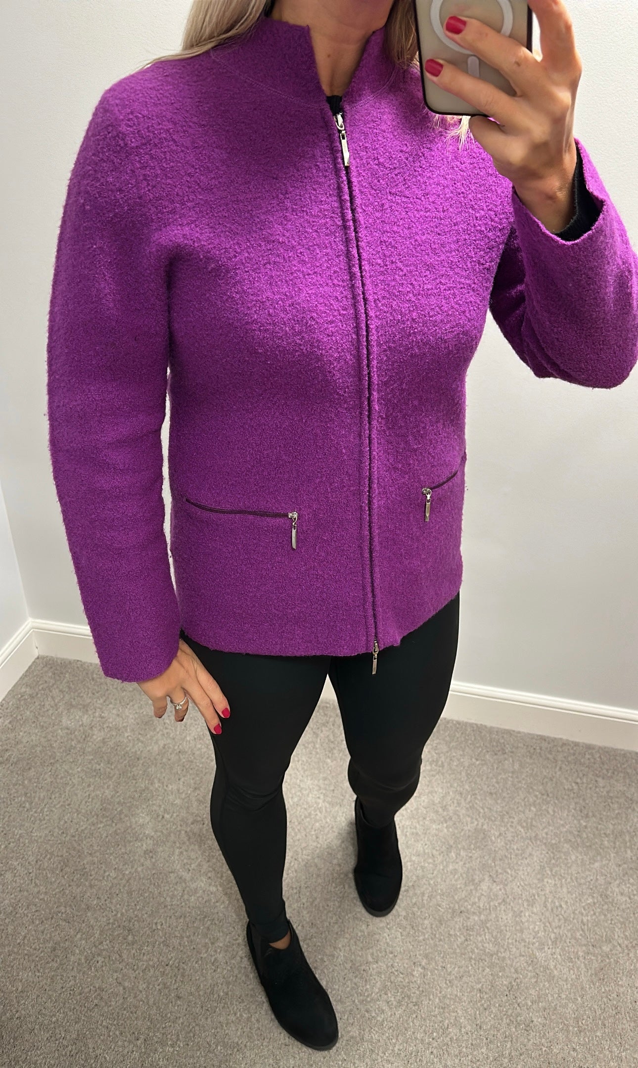 Alexandra Bartlett purple wool cardigan size M Would fit upto size 12