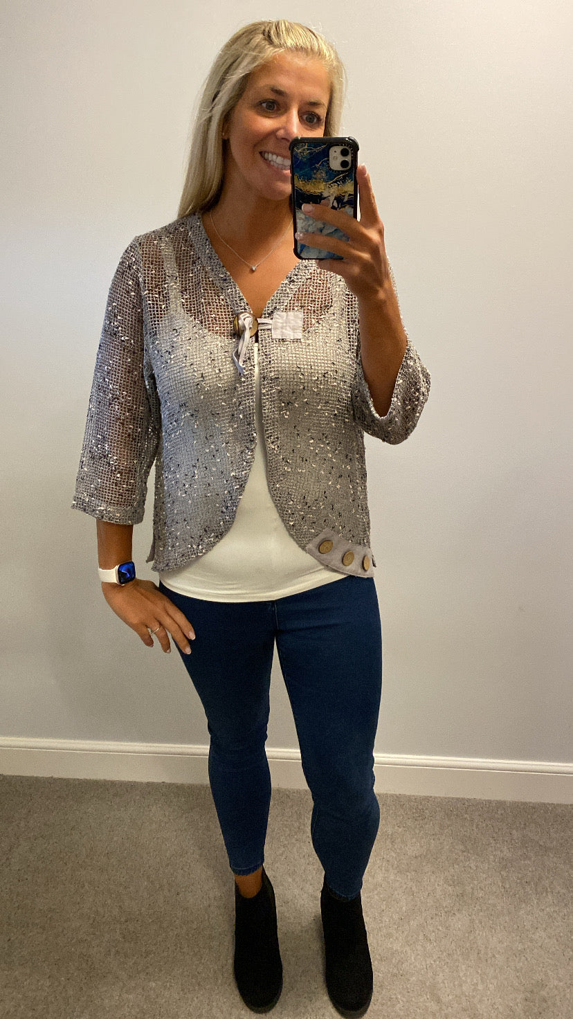 CasaMia exclusive grey knit jumper size m/L would fit upto size 16